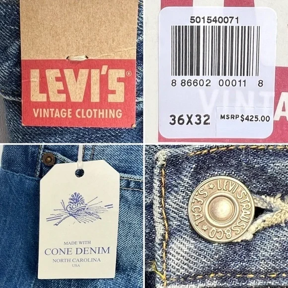 Levi’s 501z Jeans 1954 Vintage Clothing Selvedge Men’s Jeans Size 36x32* New NWT